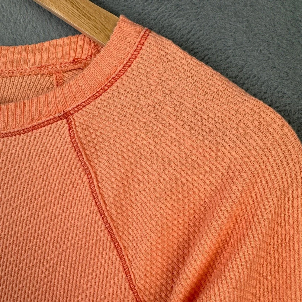 Free People Tee In The Mix Cuff Crochet Thermal Desert Orange Size XS OB1203408